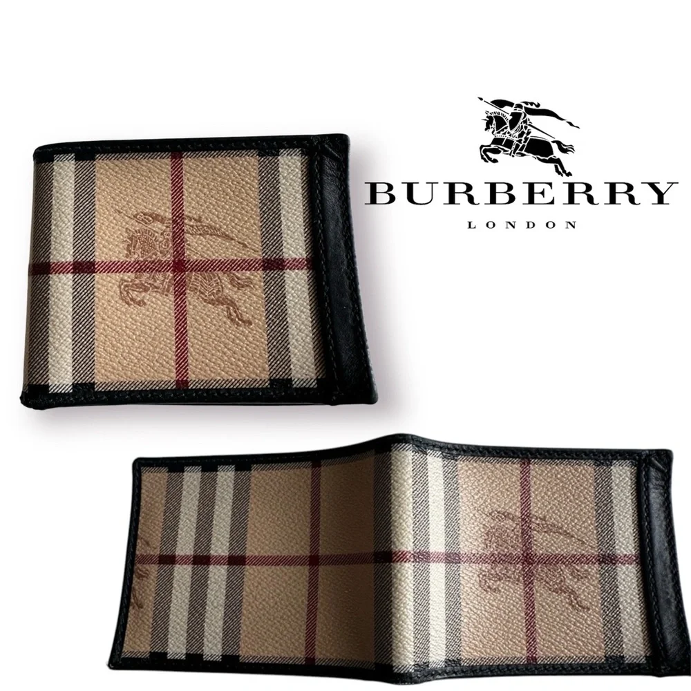 🛍️FINAL SALE🛍️ Burberry Men's Haymarket Check Coated Canvas Bifold Wallet - Picture 2 of 9
